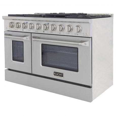 Kucht Professional 48 Stainless Steel Natural GAS Range in Silver/Red