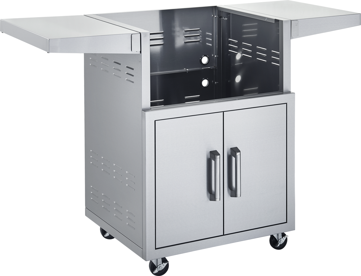 Broilmaster 26 Inch Freestanding Grill Cart with Fold Down Side Shelves