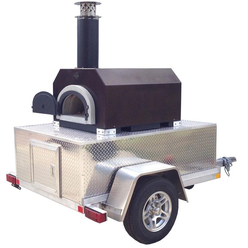 Chicago Brick Oven 68 Inch Tailgater Pizza Oven w/ Metal Insulating Hood on Custom-Built Aluminum Two-Axle Trailer
