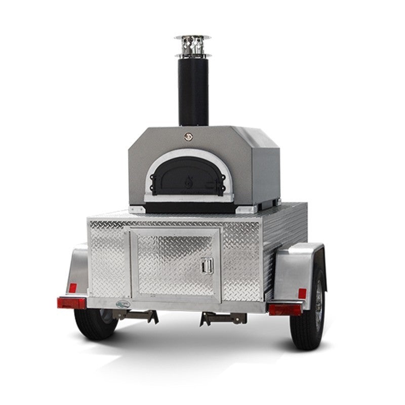 Chicago Brick Oven 68 Inch Tailgater Pizza Oven w/ Metal Insulating Hood on Custom-Built Aluminum Two-Axle Trailer