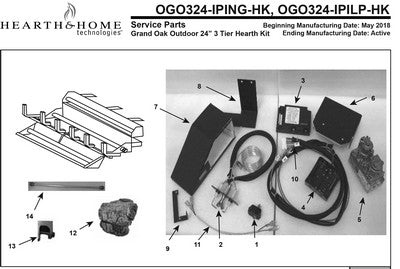 Majestic Fireside Grand Oak Outdoor 3 Tier 24 Inch Burner (Hearth Kit) - IPI