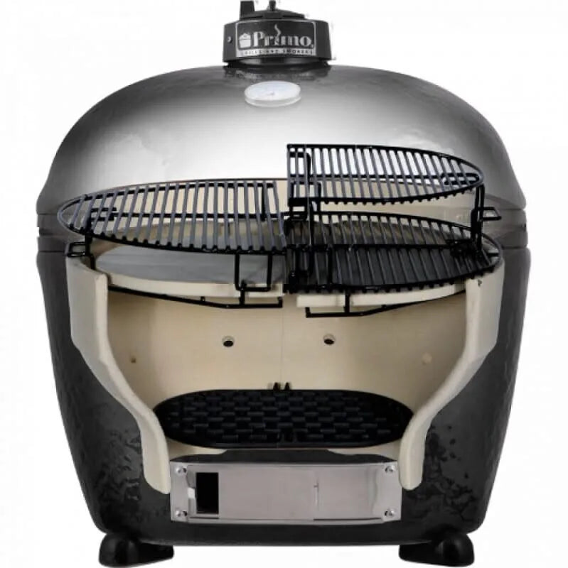 Primo All-in-One Oval JR 200 21 Inch Ceramic Kamado Charcoal Grill Inside View