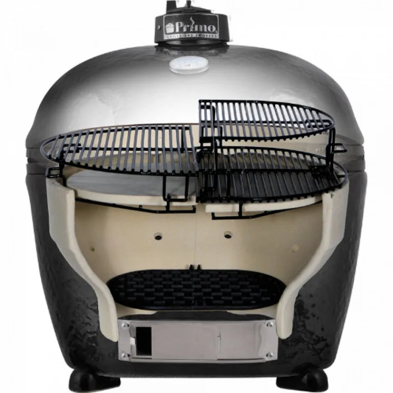 Primo All-in-One Oval XL 400 28 Inch Ceramic Kamado Charcoal Grill Interior View