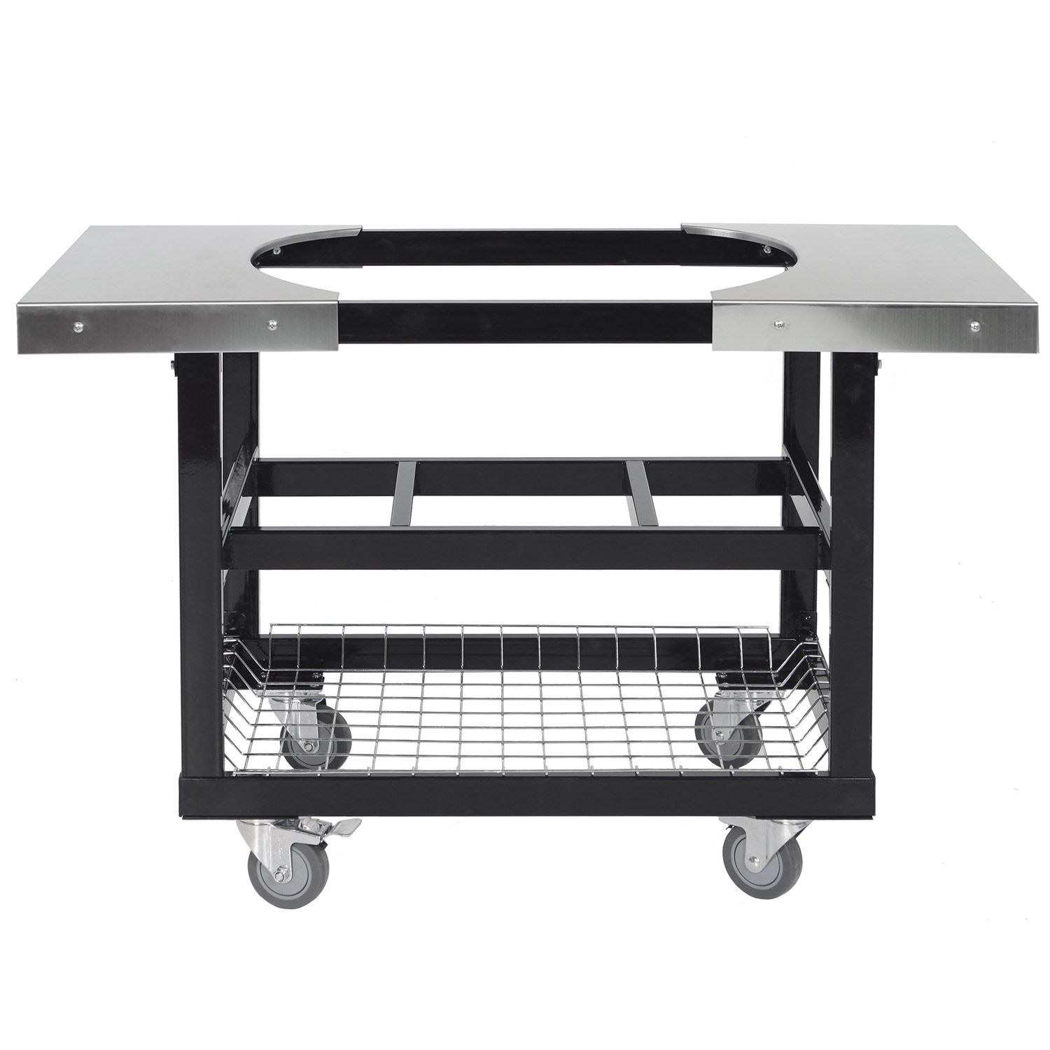 Primo Oval LG 300 and XL 400 Cart with Stainless Steel Side Shelves