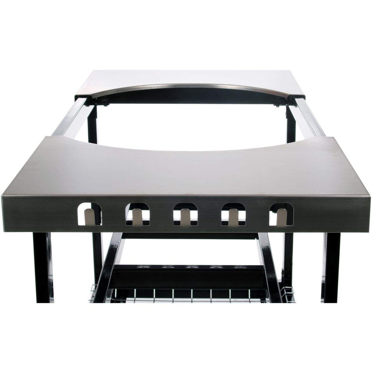 Primo Oval LG 300 and XL 400 Cart with Stainless Steel Side Shelves Shelf Close up