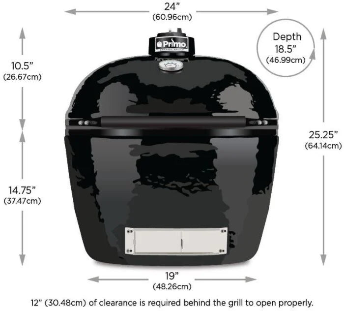 Primo Oval Large 300 24 Inch Ceramic Kamado Charcoal Grill Dimensions