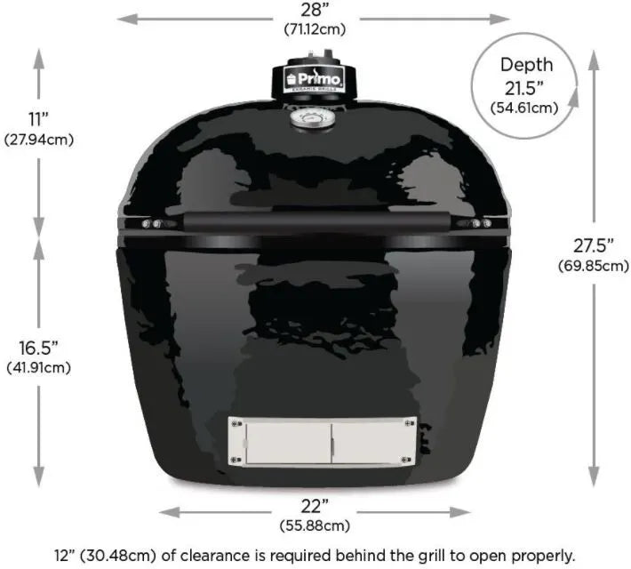 Primo Oval XL 400 28 Inch Ceramic Kamado Charcoal Grill Dimensions