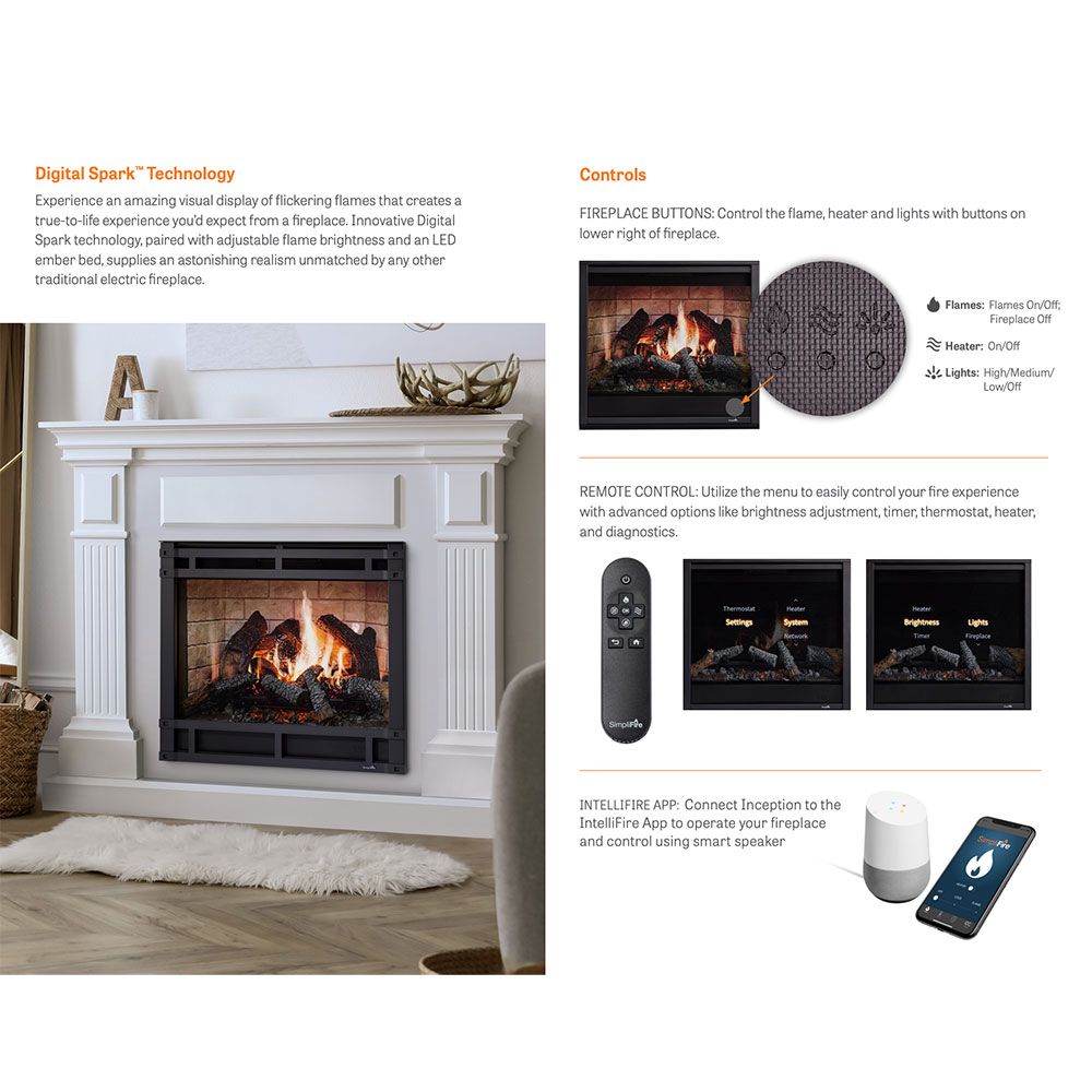 Simplifire 36 Inch Inception Electric Fireplace
