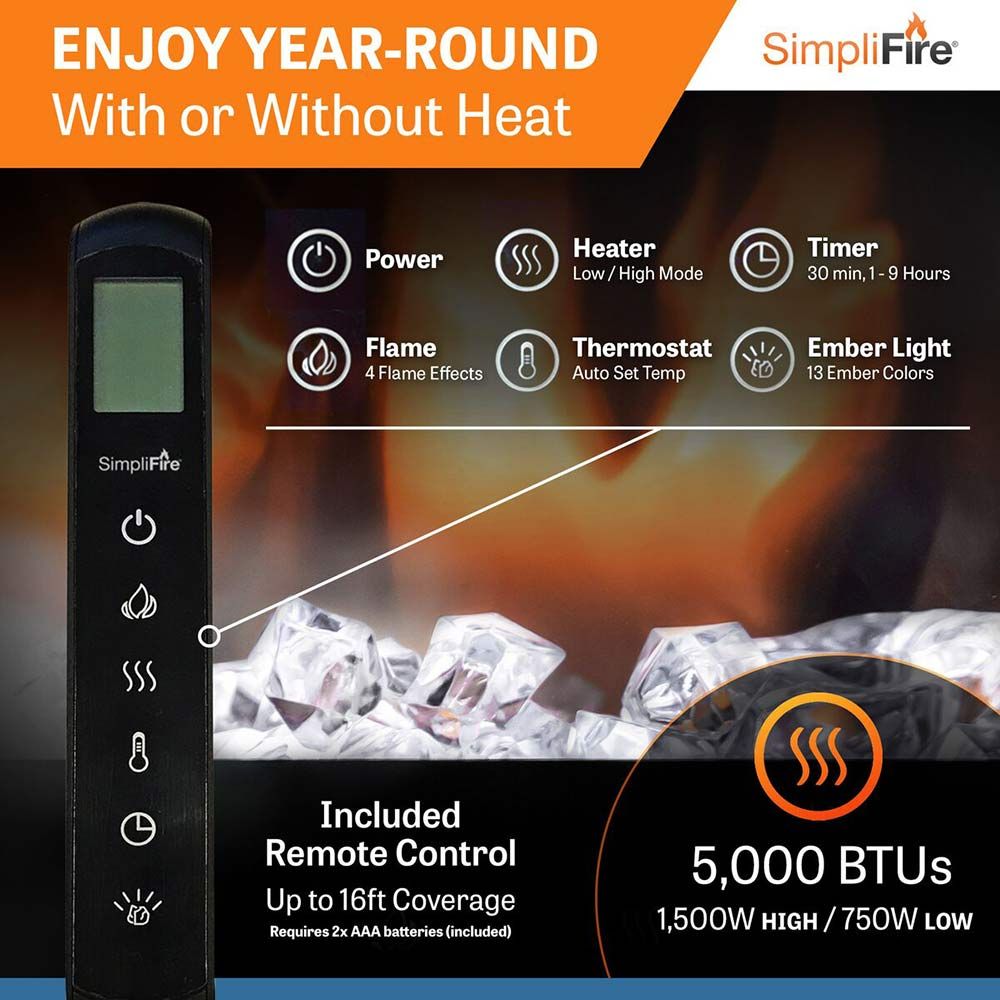 Simplifire Allusion Platinum Recessed Linear Electric Fireplace