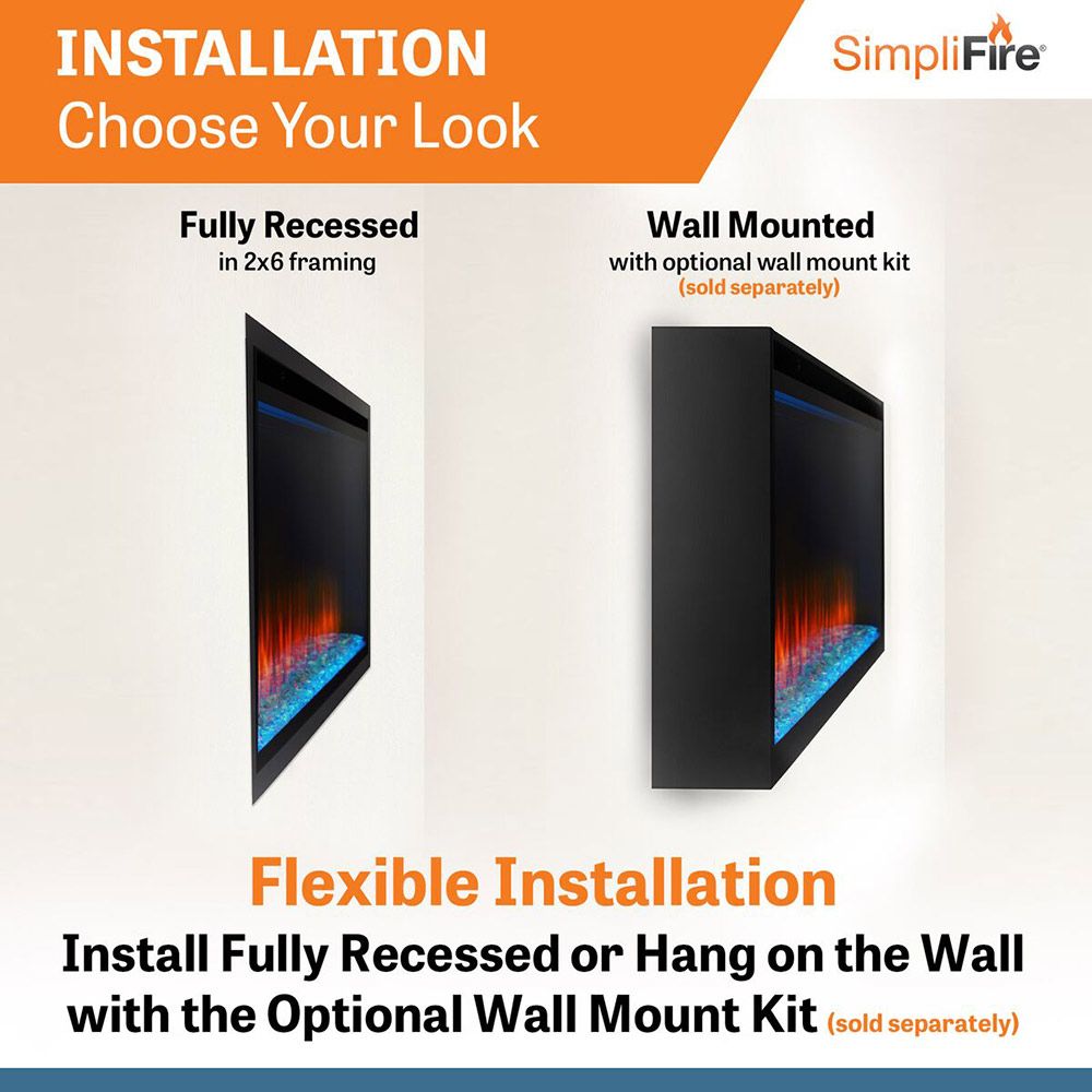 Simplifire Allusion Platinum Recessed Linear Electric Fireplace