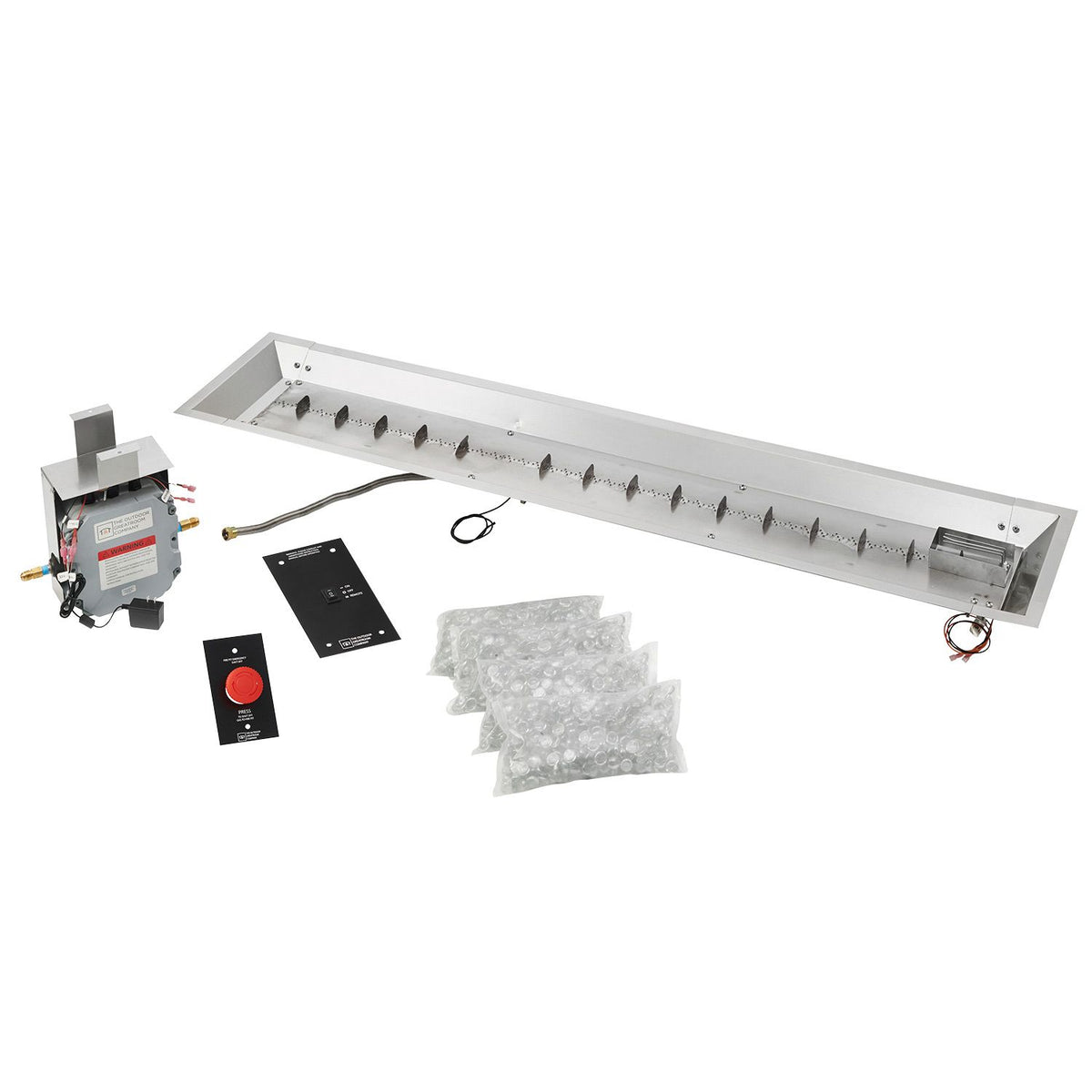 The Outdoor GreatRoom 12&quot; x 24&quot; Rectangular Gas Burner Package in Stainless Steel w/ DSI Ignition