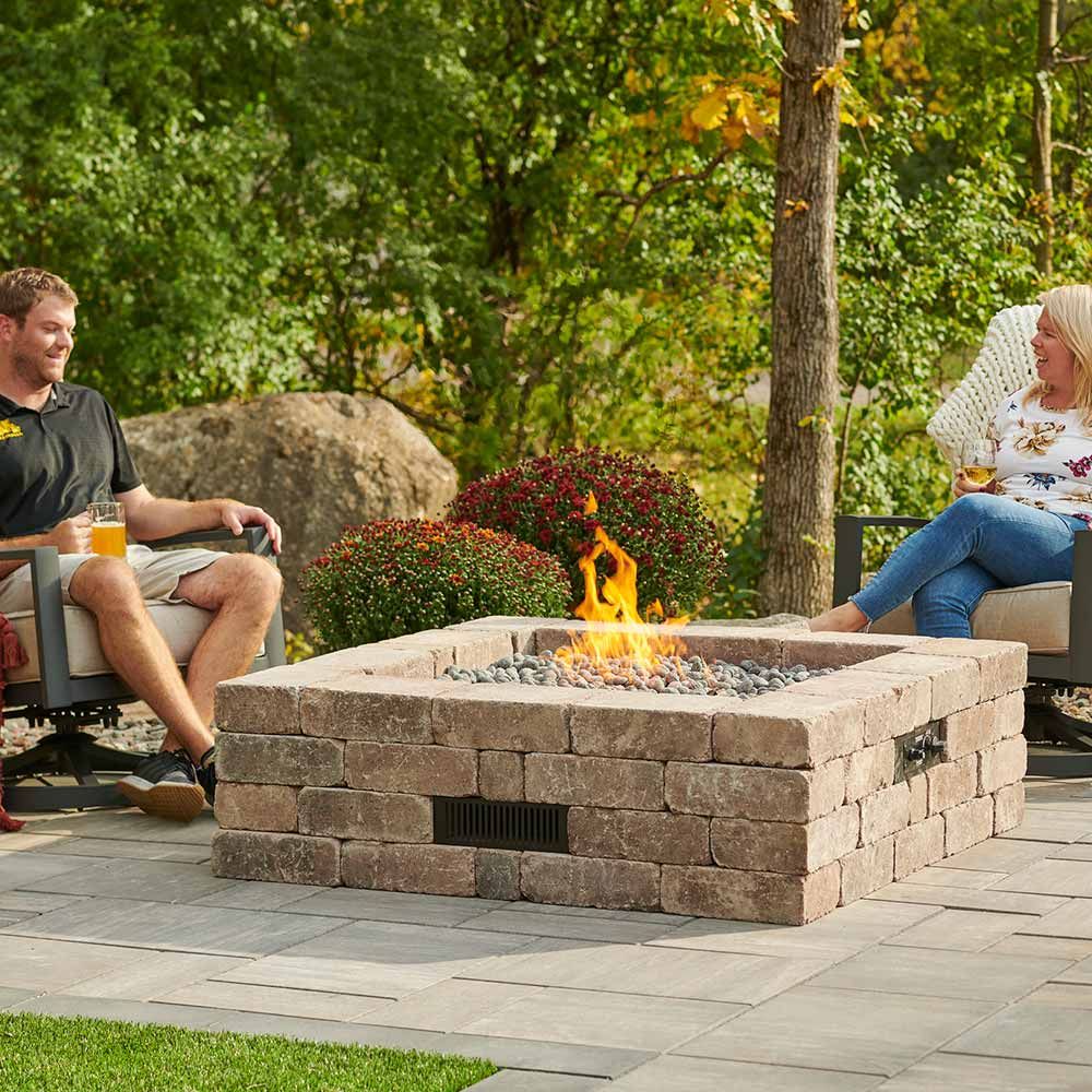 The Outdoor Greatroom Bronson Block Square Gas Fire Pit Kit