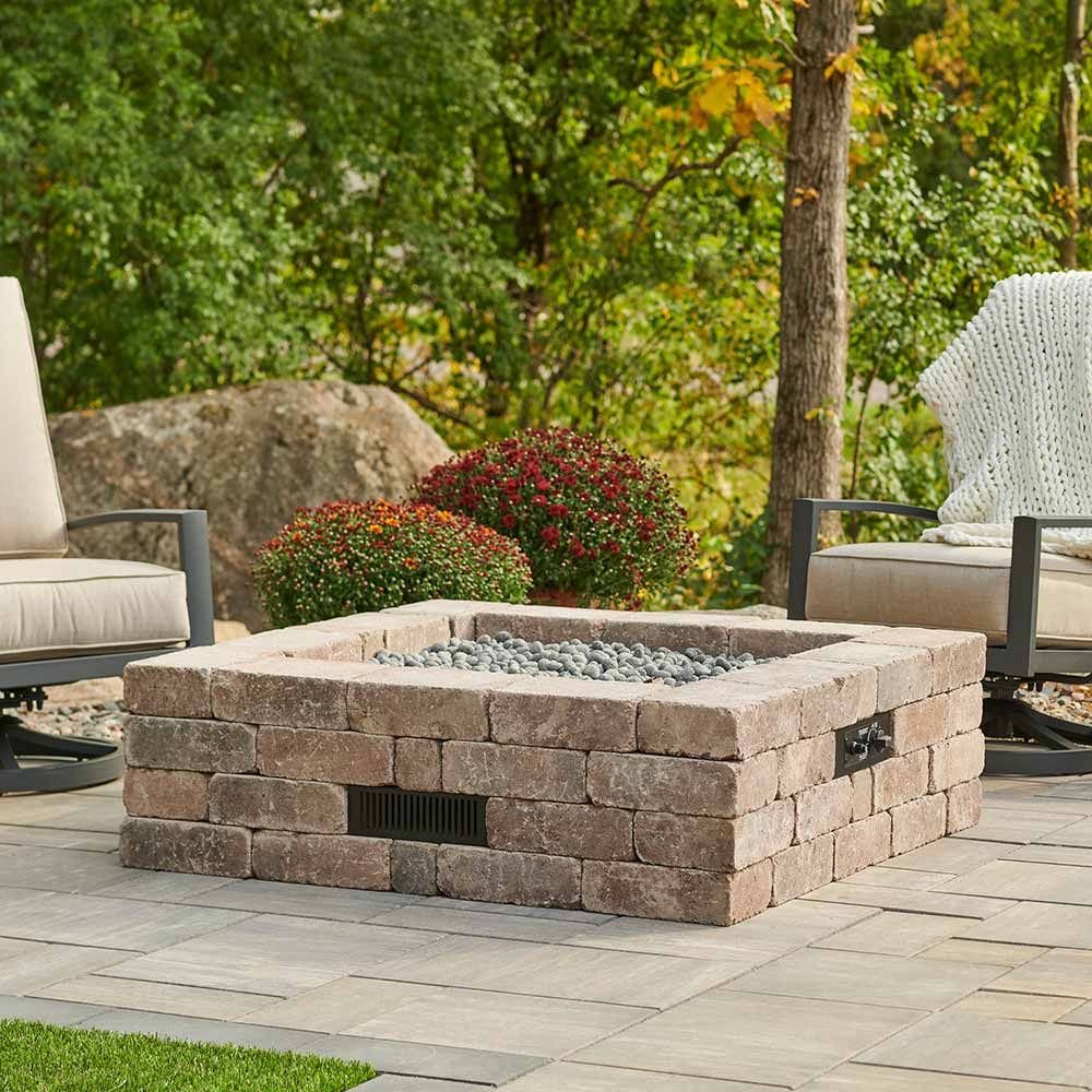 The Outdoor Greatroom Bronson Block Square Gas Fire Pit Kit