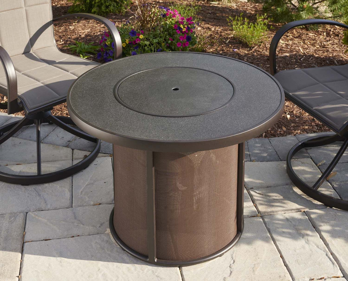 The Outdoor Greatroom Brown Stonefire Round Fire Table
