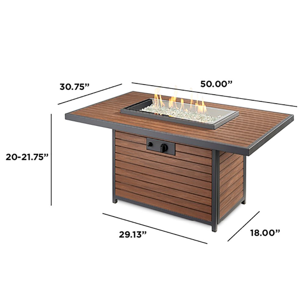 The Outdoor Greatroom Kenwood Chat Height Rectangle Fire Table