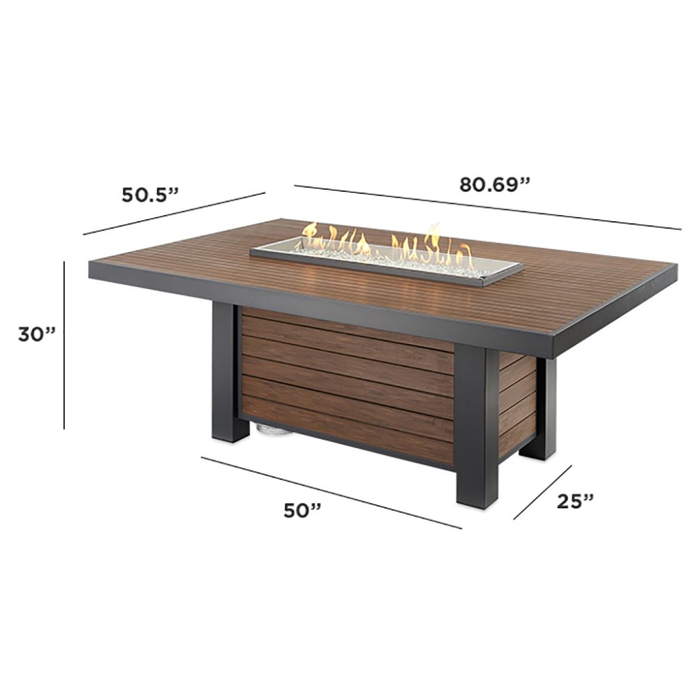The Outdoor Greatroom Kenwood Linear Dining Height Rectangle Fire Table