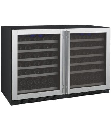 Allavino 112 Bottle Dual Zone 47 Inch Wide Wine Cooler Stainless Left Side View Closed Door