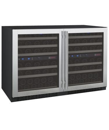 Allavino 112 Bottle Four Zone 47 Inch Wide Wine Cooler Stainless Left Side View Door Closed