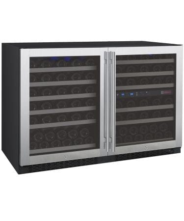 Allavino 112 Bottle Triple Zone 47 Inch Wide Wine Cooler Stainless Left Side View Door Closed