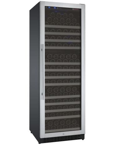 Allavino 177 Bottle Single Zone 24 Inch Wide Wine Cooler in stainless steel facing right.