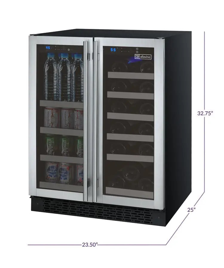 Allavino 18 Bottle/66 Can Dual Zone Wine and Beverage Cooler Diagram