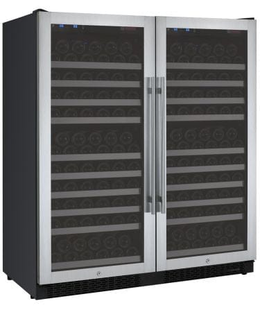 Allavino 242 Bottle Four Zone 47 Inch Wide Wine Cooler Stainless Door Closed Left Side View