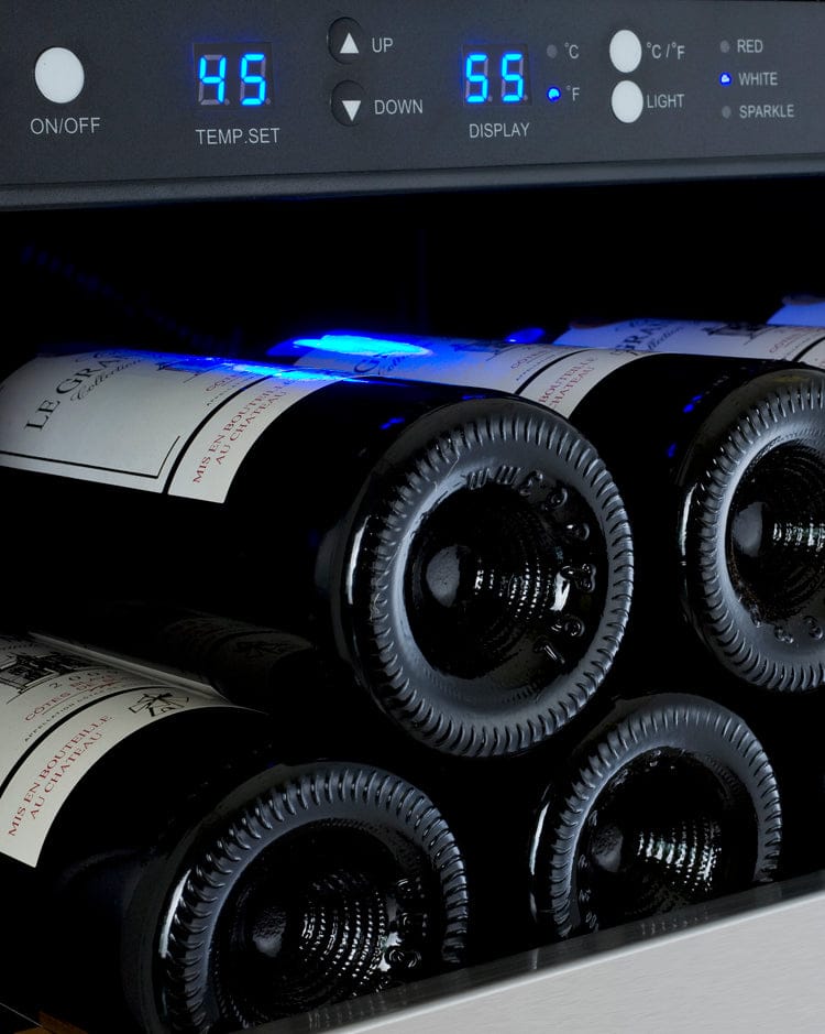 Allavino 242 Bottle Four Zone 47 Inch Wide Wine Cooler Temperature Control Close up