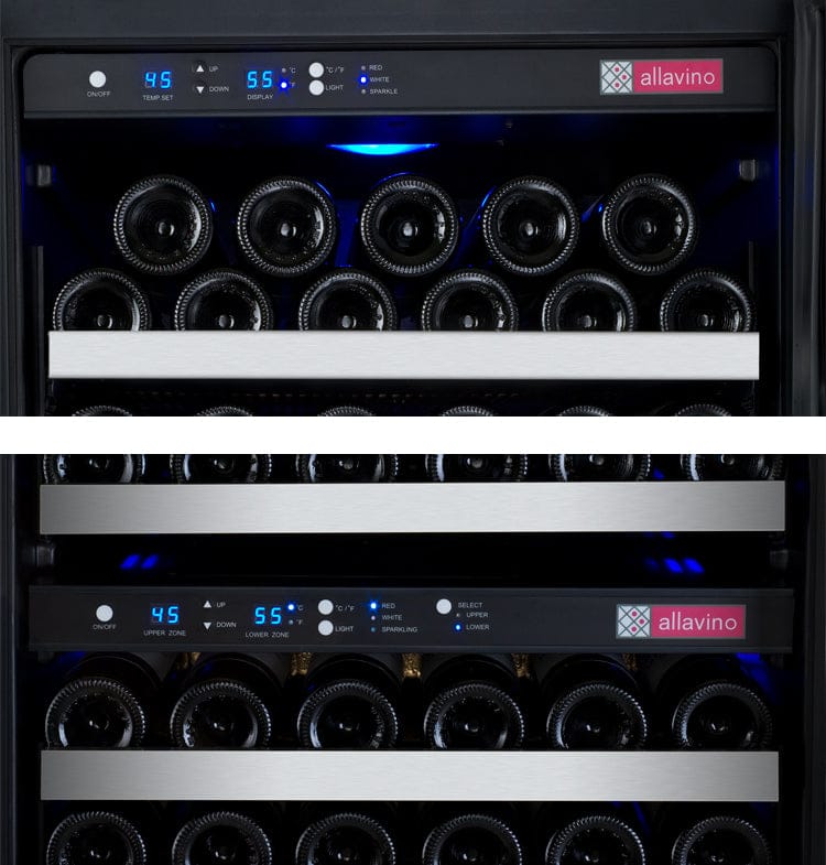 Allavino 249 Bottle Triple Zone 47 Inch Wide Wine Cooler Temperature Control with LED LIghting