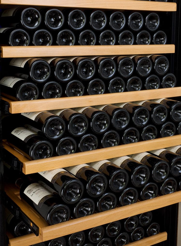 Allavino 277 Bottle Single Zone 32 Inch Wide Wine Cooler Shelves Full of Wine Bottles View