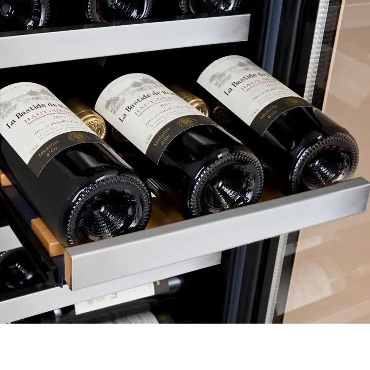 Allavino 30 Bottle/88 Can Dual Zone 30 Inch Wide Wine and Beverage Cooler Wine Bottle Rack Out