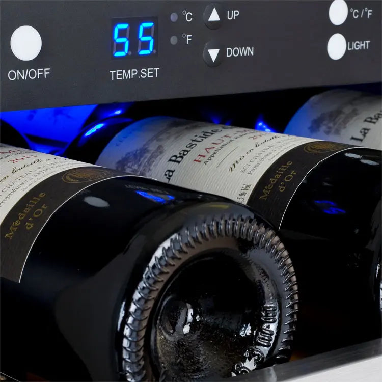 Allavino 30 Bottle/88 Can Dual Zone 30 Inch Wide Wine and Beverage Cooler Temperature Control