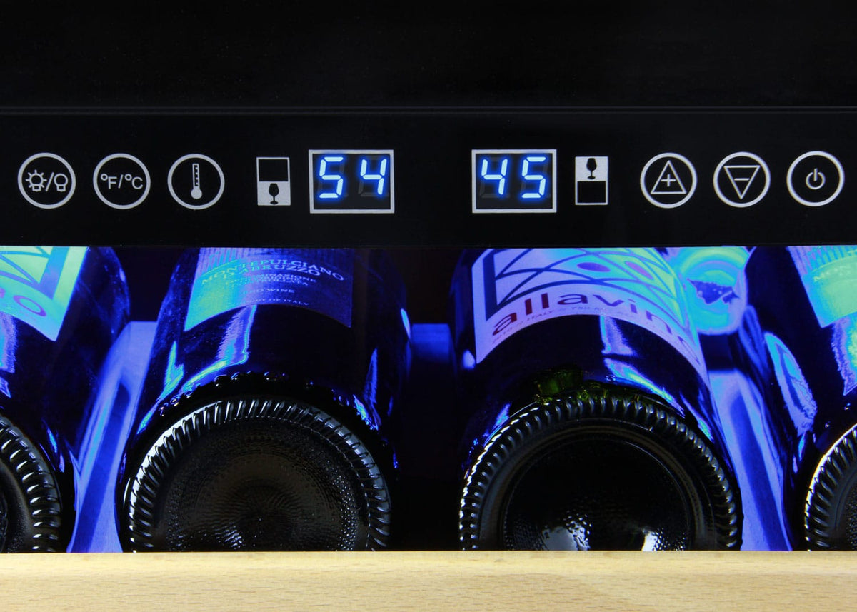 Allavino 346 Bottle Triple Zone 48 Inch Wide Wine Cooler Temperature Control Close up