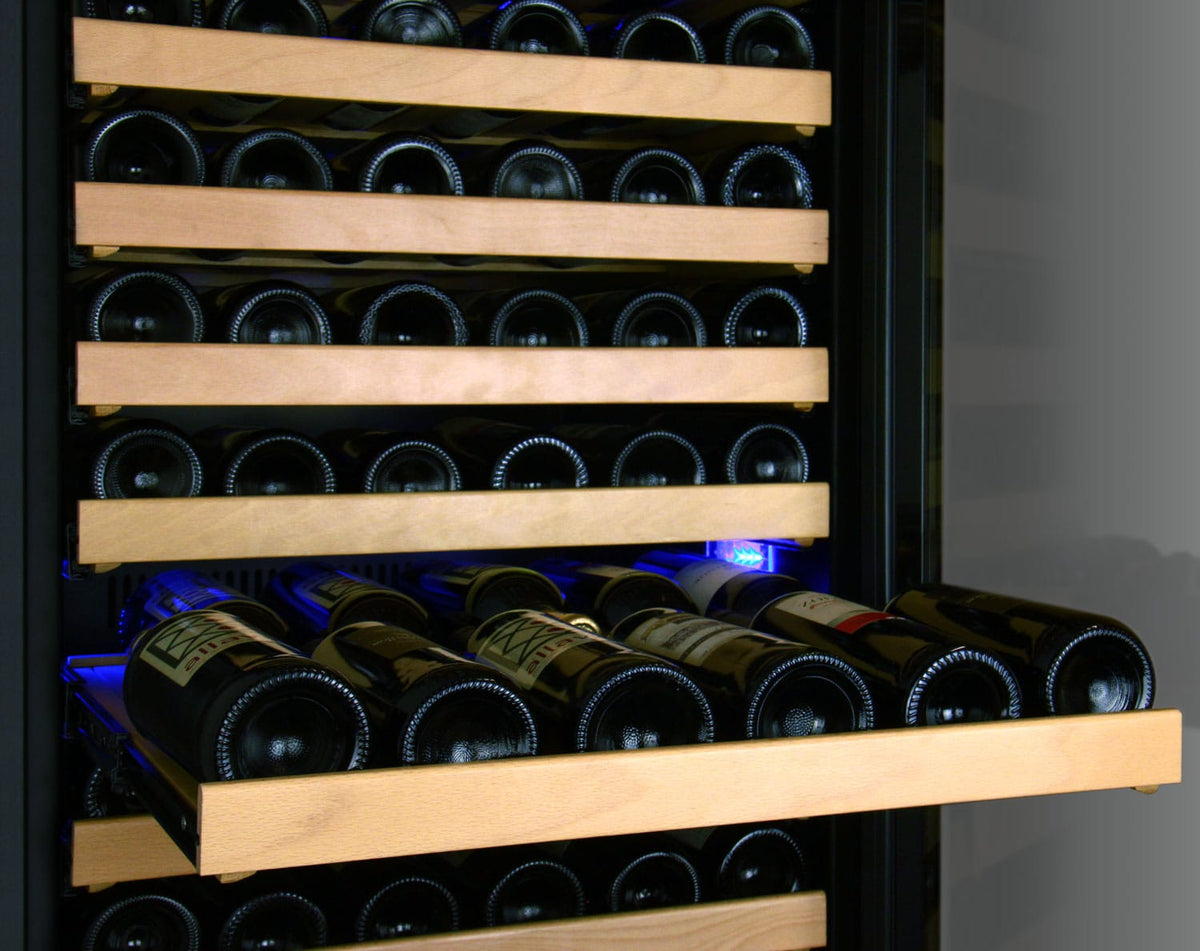 Allavino 346 Bottle Triple Zone 48 Inch Wide Wine Cooler Rack Out Bottles of Wine