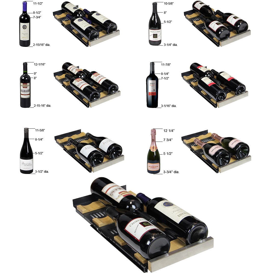 Allavino 36 Bottle Dual Zone 24 Inch Wide Wine Cooler Bottle Configuration