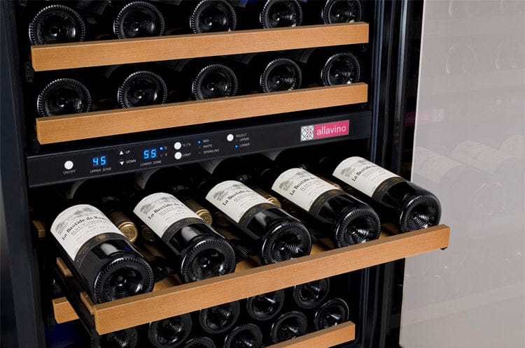 Allavino 56 Bottle Dual Zone 24 Inch Wide Wine Cooler Bottle Rack Out