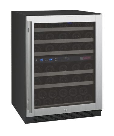 Allavino 56 Bottle Dual Zone 24 Inch Wide Wine Cooler Stainless Left Side View