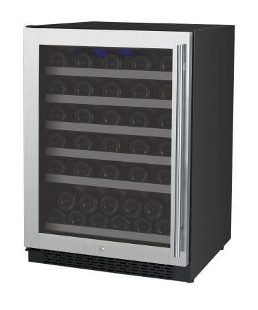 Allavino 56 Bottle Single Zone 24 Inch Wide Wine Cooler Stainless Right Configuration