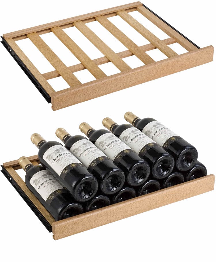 Allavino 99 Bottle Dual Zone 24 Inch Wide Wine Cooler Wooden Wine Shelve with Wine Bottles