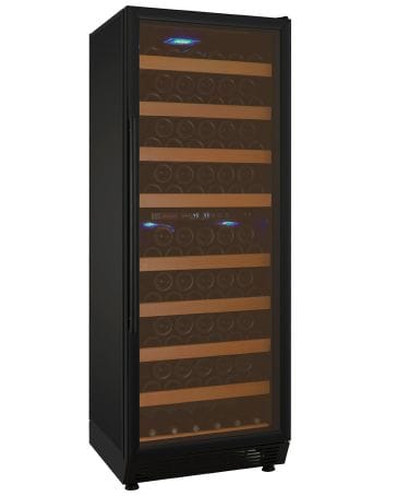 Allavino 99 Bottle Dual Zone 24 Inch Wide Wine Cooler Black with Closed Door Left Side View