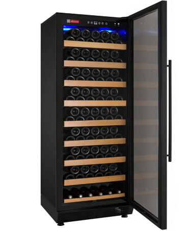 Allavino 99 Bottle Single Zone 24 Inch Wide Wine Cooler Door Open Wide