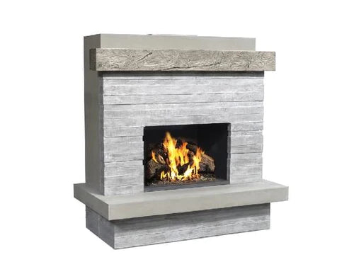 American Fyre Designs Brooklyn 68 Inch Vent-Free Wall Mount Outdoor Fireplace Angled View