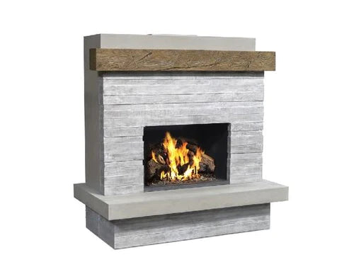 American Fyre Designs Brooklyn 68 Inch Vent-Free Wall Mount Outdoor Fireplace Angled View 2
