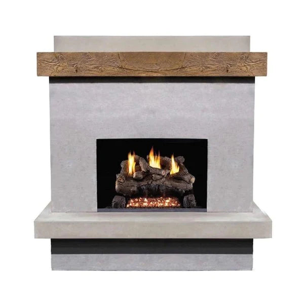 American Fyre Designs Brooklyn Smooth 68 Inch Vent-Free Wall Mount Outdoor Fireplace Front View