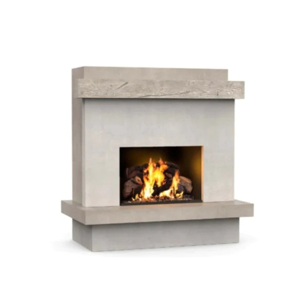 American Fyre Designs Brooklyn Smooth 68 Inch Vent-Free Wall Mount Outdoor Fireplace Angled View