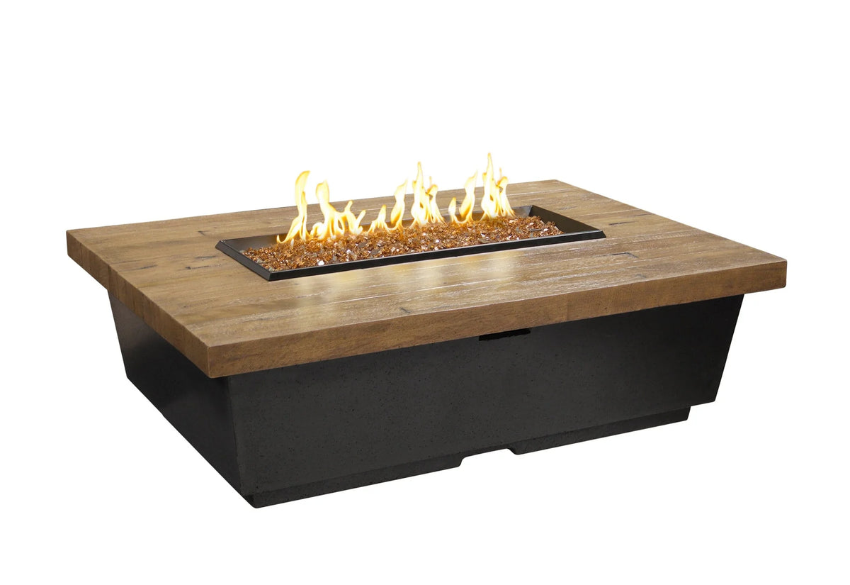 American Fyre Designs Contempo 52 Inch Reclaimed Wood Rectangle Gas Fire Table