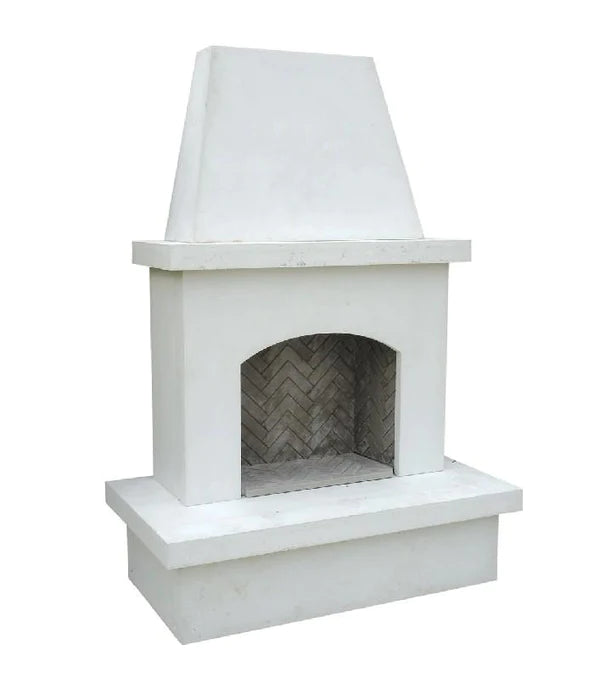 American Fyre Designs Contractor's Model 67 Inch Vented Freestanding Outdoor Fireplace - White Concrete Angled View