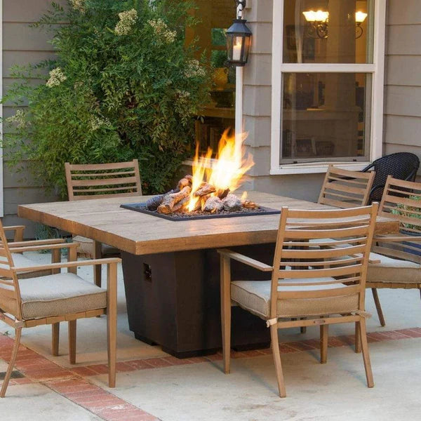 American Fyre Designs Cosmopolitan 60 Inch Reclaimed Wood Square Dining Gas Fire Table