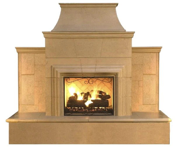 American Fyre Designs Grand Cordova 110 Inch Vent-Free Freestanding Outdoor Fireplace with Rectangle Extended Bullnose Hearth Fron View