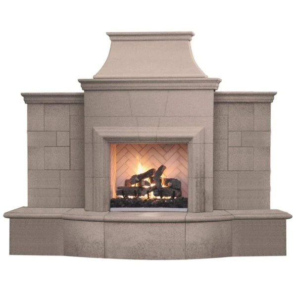 American Fyre Designs Grand Petite Cordova 127 Inch Vent-Free Freestanding Outdoor Fireplace with Extended Bullnose Hearth, No Recess Front View