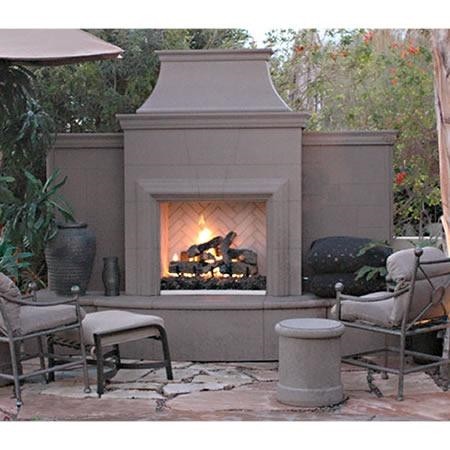 American Fyre Designs Grand Petite Cordova 127 Inch Vented Freestanding Outdoor Fireplace with Extended Bullnose Hearth